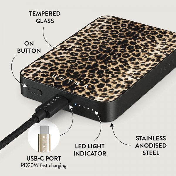 Burga Powerbank MagSafe 5000 mAh Player Metallinharmaa