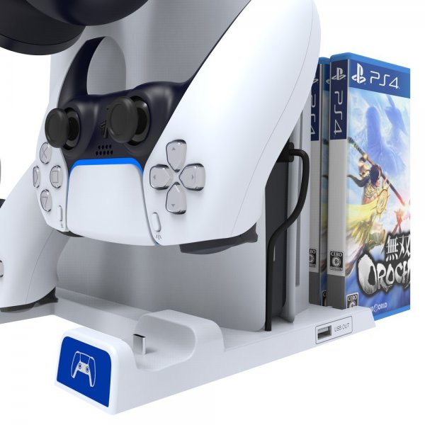 Ipega PS5/PS5 Slim -telakointiasema jäähdytystuulettimella, ohjainten latauksella ja pelien säilytyksellä