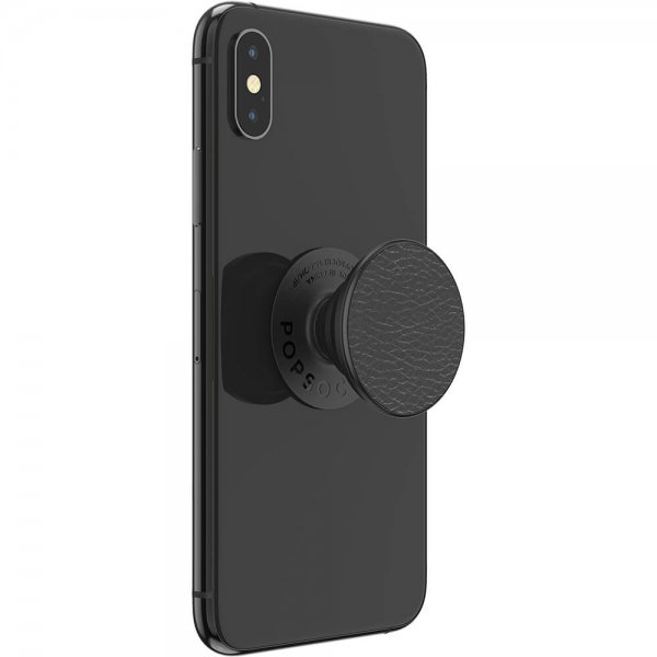 Popsockets PopGrip Premium Pebbled Vegan Leather, musta
