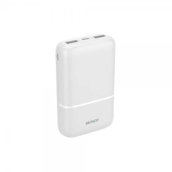 Deltaco-varavirtalähde 10 000 mAh, valkoinen