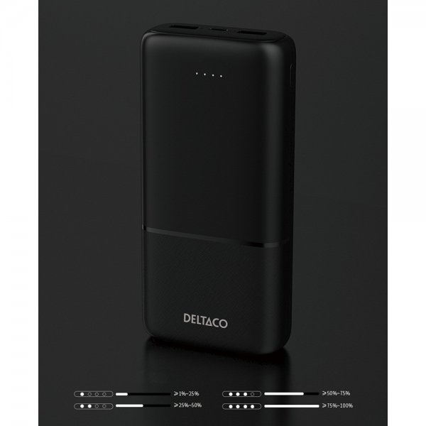 Deltaco Powerbank 20 000 mAh Pikalataus 20W Musta