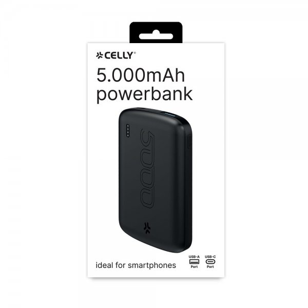 Celly Powerbank PBE EVO 5 000 mAh, musta
