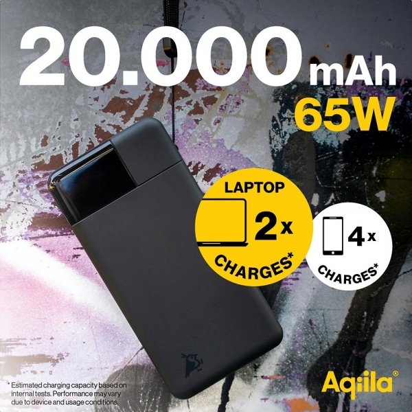 Aqiila Powerbank Powerbird B20+ 20 000 mAh 65W Musta