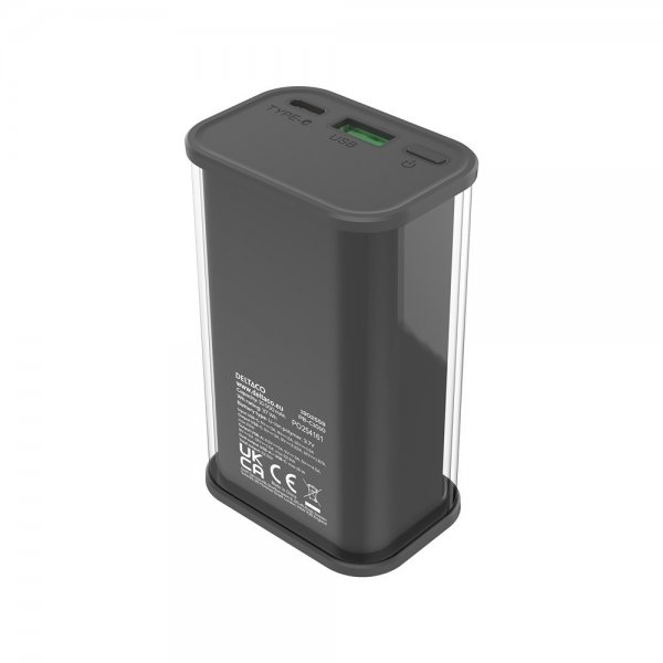 Deltaco Powerbank Transparent 10 000 mAh Fast Charge Musta