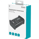 Deltaco Powerbank Transparent 10 000 mAh Fast Charge Musta