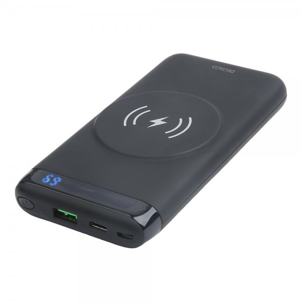 Deltaco Powerbank Wireless 10 000 mAh MagSafe Musta