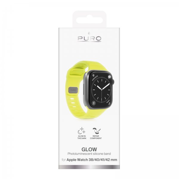 Puro Apple Watch 38/40/41/42mm ranneke, hehkuva keltainen