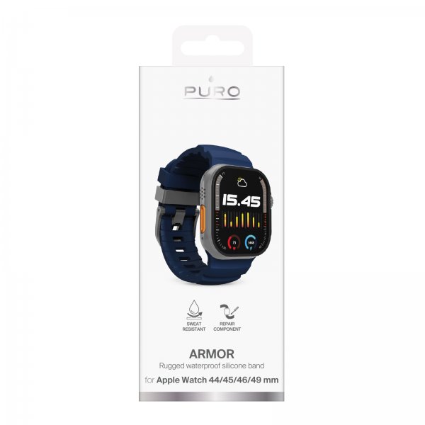 Puro Apple Watch 44/45/46/Ultra 49mm ranneke Armor Sininen
