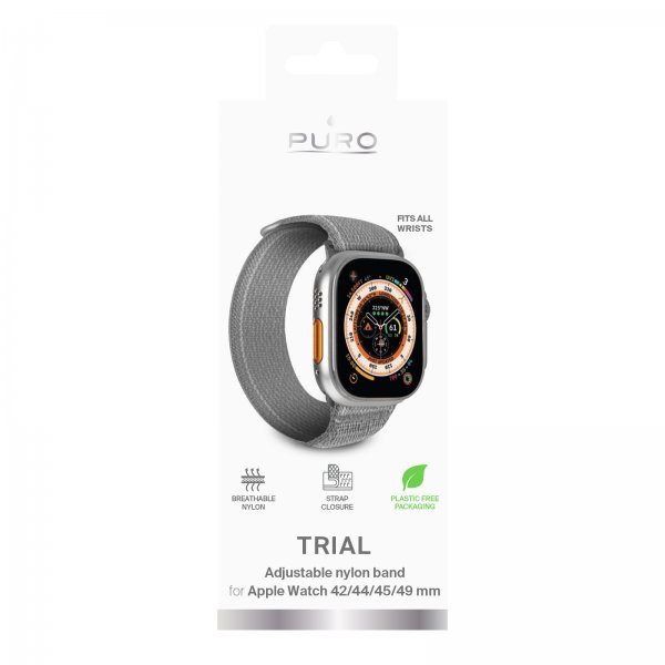 Puro Apple Watch 44/45/46mm/Ultra 49mm ranneke Trial Loop harmaa