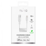 Puro Lightning-USB-A-spiraalikaapeli 1 m, valkoinen
