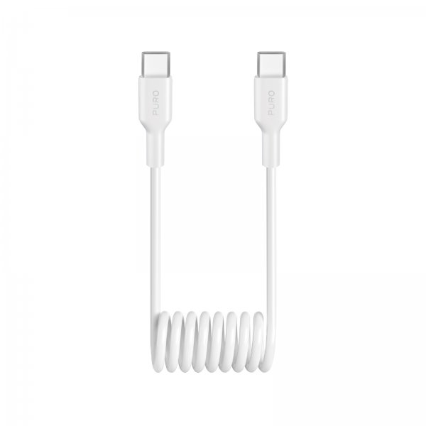Puro USB-C–USB-C-spiraalikaapeli 1m, valkoinen