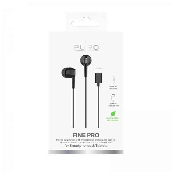 Puro langalliset Fine USB-C -kuulokkeet, mustat