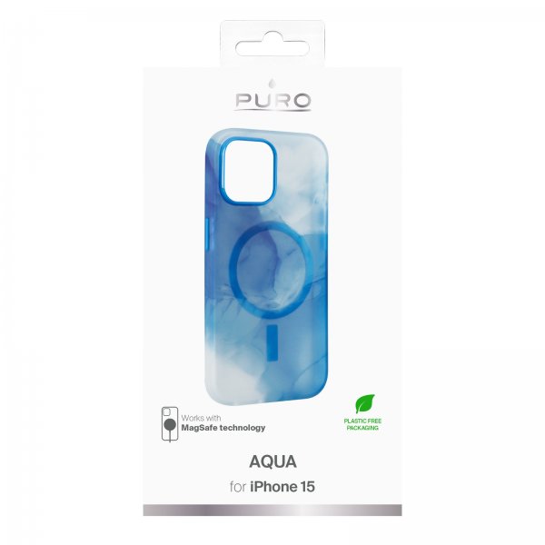 Puro iPhone 15 -kuori, aqua sininen