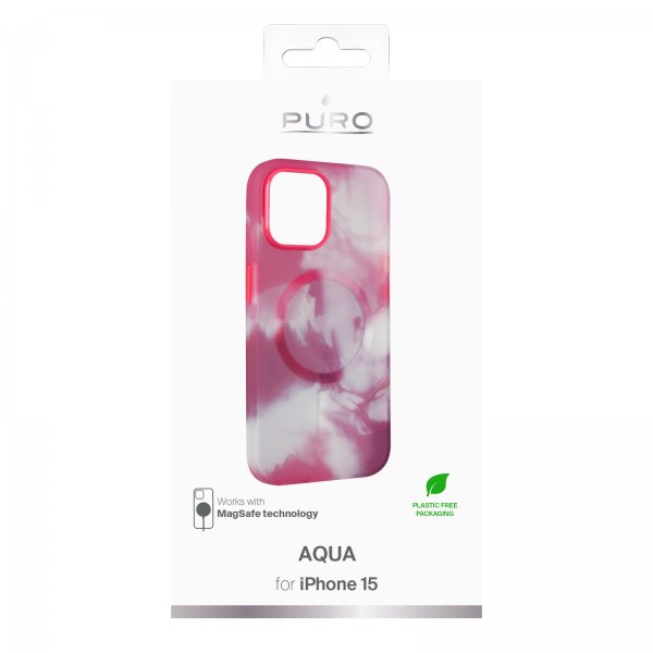 Puro iPhone 15 -kuori Aqua Pink