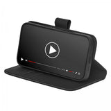 Puro iPhone 15 Kuoret Wallet Stand Musta