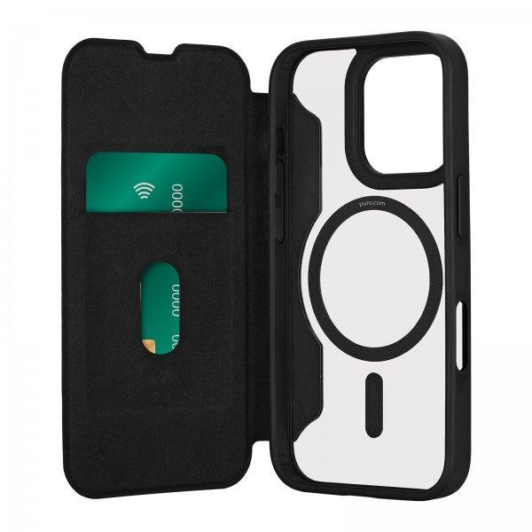 Puro iPhone 16 Pro Max -suojakotelo Book Mag 2, musta
