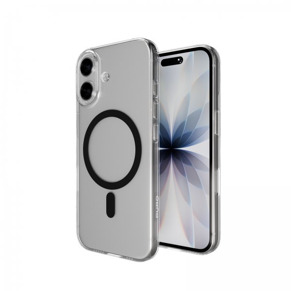 Puro iPhone 17 Lite Mag läpinäkyvä kuori, musta