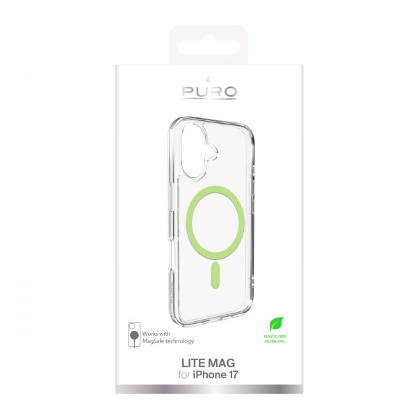 Puro iPhone 17 Lite Mag läpinäkyvä kuori, vihreä