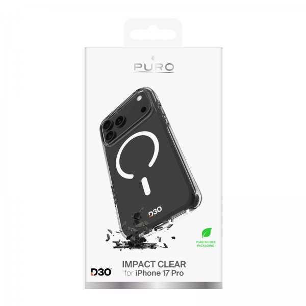 Puro iPhone 17 Pro Impact Clear D3O MagSafe -suojakuori läpinäkyvä