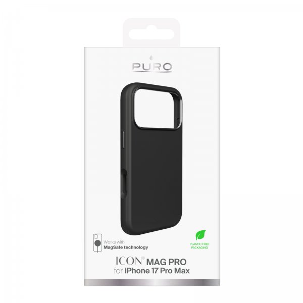 Puro iPhone 17 Pro Max -kuori ICON Mag Pro musta