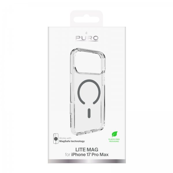 Puro iPhone 17 Pro Max Kuori Lite Mag Läpinäkyvä Harmaa