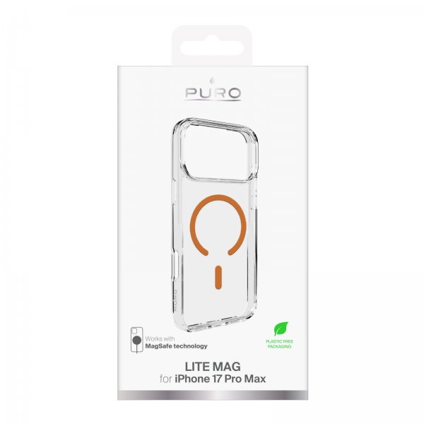 Puro iPhone 17 Pro Max Kuori Lite Mag Läpinäkyvä Oranssi