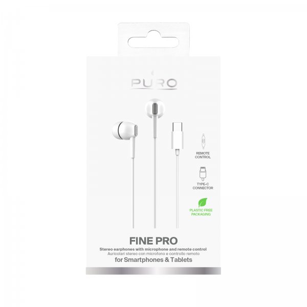 Puro langalliset nappikuulokkeet Fine USB-C valkoinen