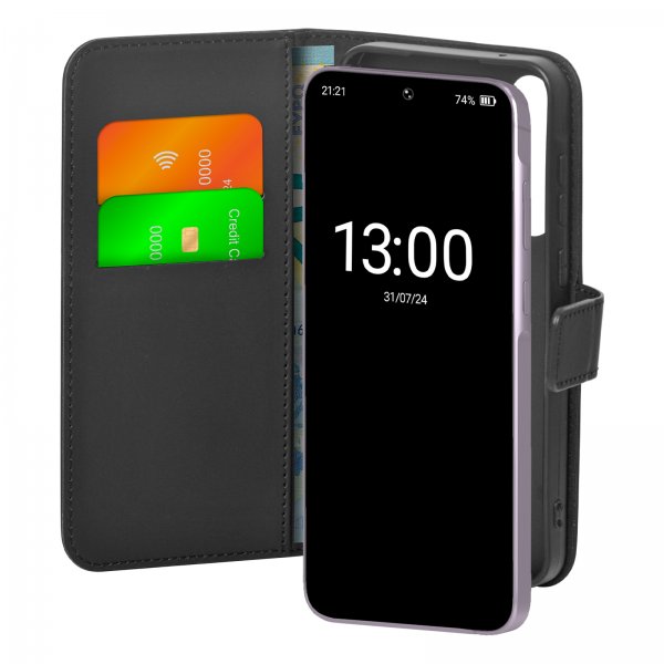 Puro Samsung Galaxy A55 -suojakotelo, lompakkomalli, jalustalla, musta