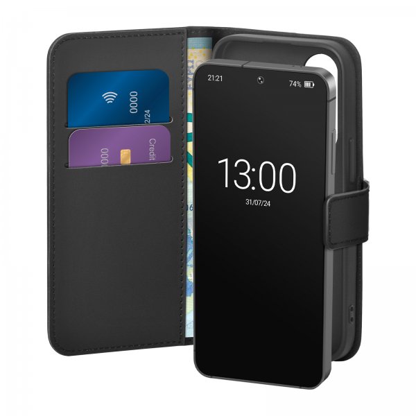 Puro Samsung Galaxy S26 -suojakotelo, lompakko, jalusta, musta