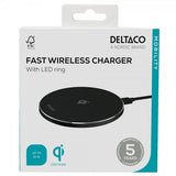 Deltaco Langaton Laturi 15W LED Qi Musta