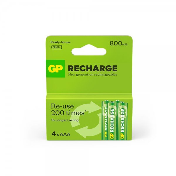 GP Recharge AAA-paristo 800 mAh, 4 kpl:n pakkaus
