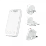 Celly Matkalaturi Travel GaN 65W USA/UK/EU/AUS Valkoinen