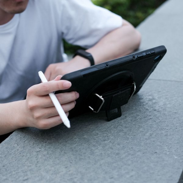 Armor-X Lenovo Tab M10 Plus TB-X606F Kotelo Sadetiivis Iskunkestävä Suojakuori Käsiremmi Jalusta