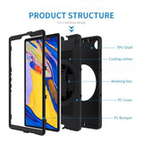 Armor-X Lenovo Tab M10 Plus TB-X606F Kotelo Sadetiivis Iskunkestävä Suojakuori Käsiremmi Jalusta