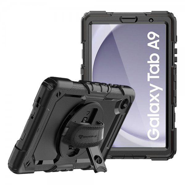 Armor-X Samsung Galaxy Tab A9 Kuori Rainproof Rugged Case Käsihihna Jalusta