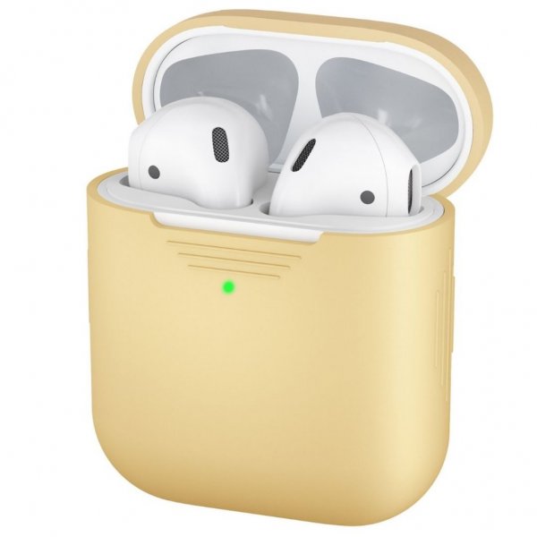 KeyBudz AirPods (1/2) Suojakuori PodSkinz Suojaava silikonikuori Pastellinkeltainen