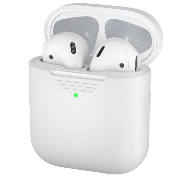 KeyBudz AirPods (1/2) Kuoret PodSkinz Suojaava silikonikuori Valkoinen