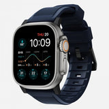Nomad Apple Watch 44/45/46mm/Apple Watch Ultra -ranneke Rugged Band Black Hardware Atlantic Blue