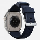 Nomad Apple Watch 44/45/46mm/Apple Watch Ultra -ranneke Rugged Band Silver Hardware Atlantic Blue