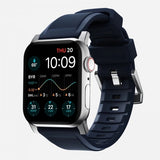 Nomad Apple Watch 44/45/46mm/Apple Watch Ultra -ranneke Rugged Band Silver Hardware Atlantic Blue