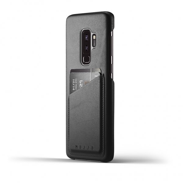 Mujjo Samsung Galaxy S9 Plus Full Leather Wallet Case, musta