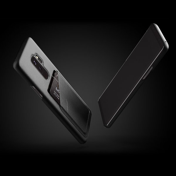 Mujjo Samsung Galaxy S9 Plus Full Leather Wallet Case -oliivinvihreä