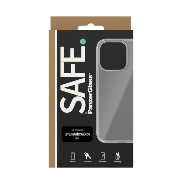 SAFE by PanzerGlass Samsung Galaxy A34 5G -suojakuori, Soft TPU Case, musta
