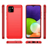 Samsung Galaxy A03 Kuori Harjattu hiilikuitukuvio Punainen