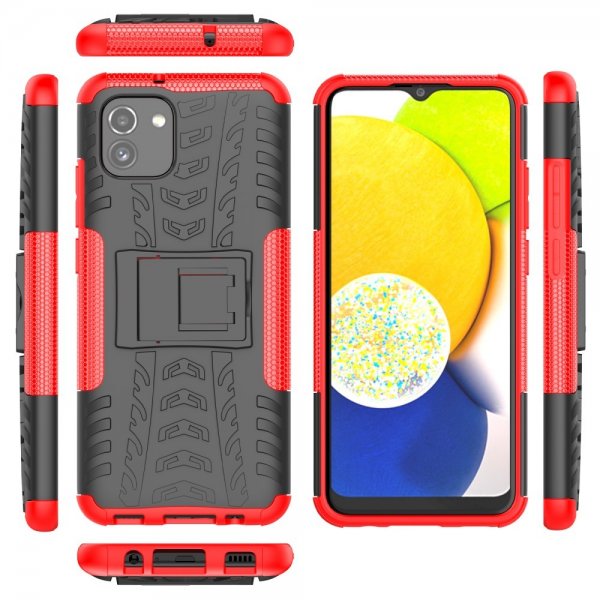 Samsung Galaxy A03 Kuori Rengaskuvio Jalustatoiminnolla Punainen