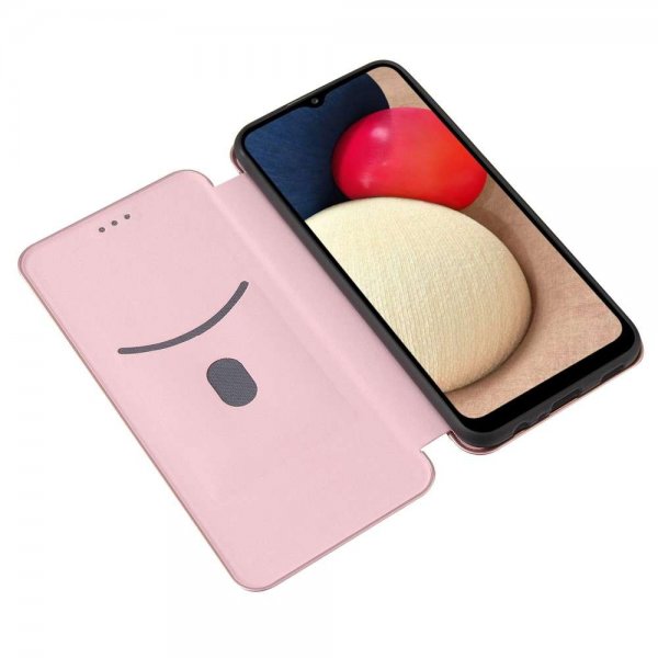 Samsung Galaxy A03s suojakuori hiilikuitutekstuurilla, ruusukulta