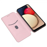 Samsung Galaxy A03s suojakuori hiilikuitutekstuurilla, ruusukulta