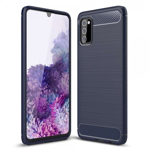 Samsung Galaxy A03s Kuoret Harjattu Hiilikuitukuvio Sininen