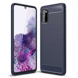 Samsung Galaxy A03s Kuoret Harjattu Hiilikuitukuvio Sininen