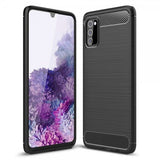 Samsung Galaxy A03s Kuoret Harjattu Hiilikuitutekstuuri Musta